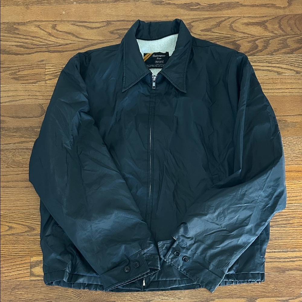 Vintage Sears Windbreaker Men’s L Outerwear Lined Retro Collegiate Jacket